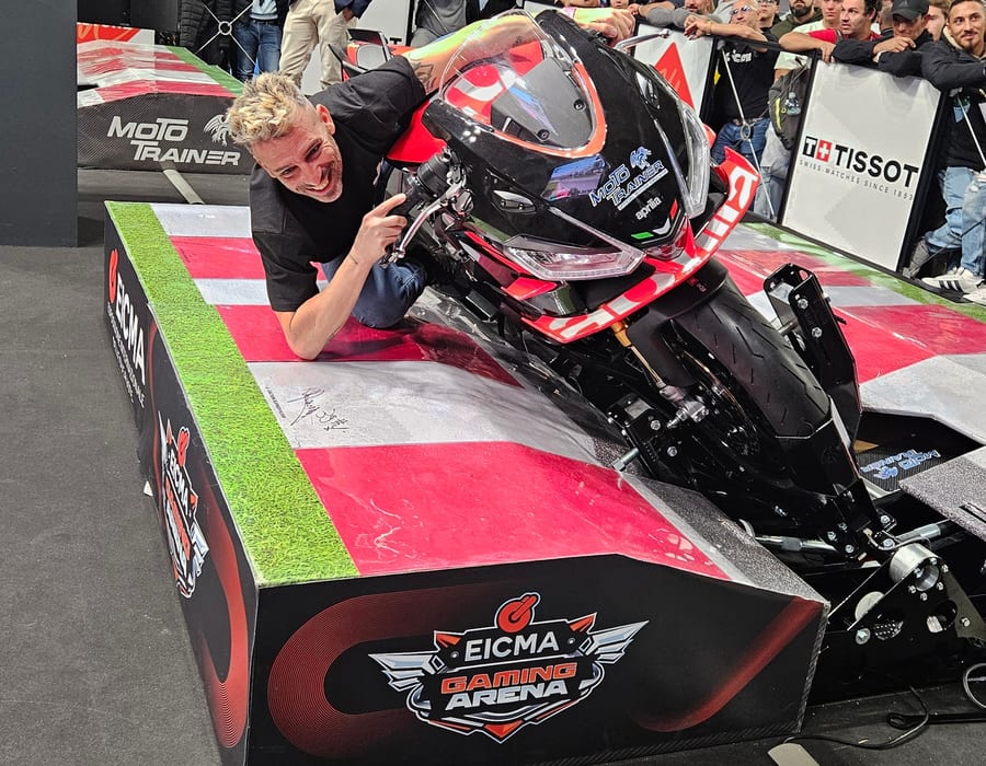 Motorcycle racer on track